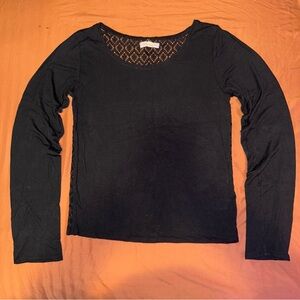 Aeropostale Black Long Sleeve Lace Top